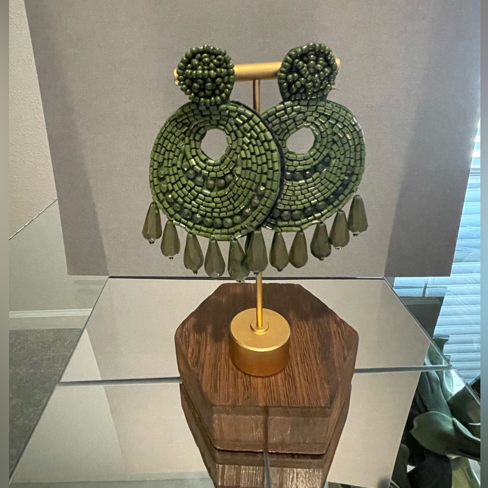 Green beaded earrings